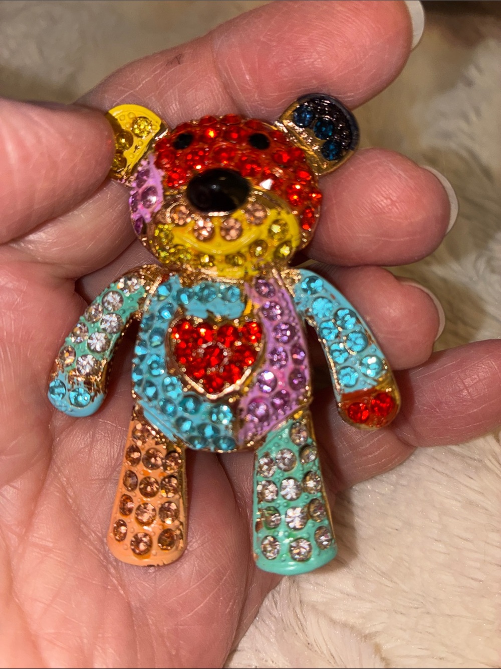 Multicolor Rhinestone Teddy Bear 🧷 Accessory - Picture 2 of 7